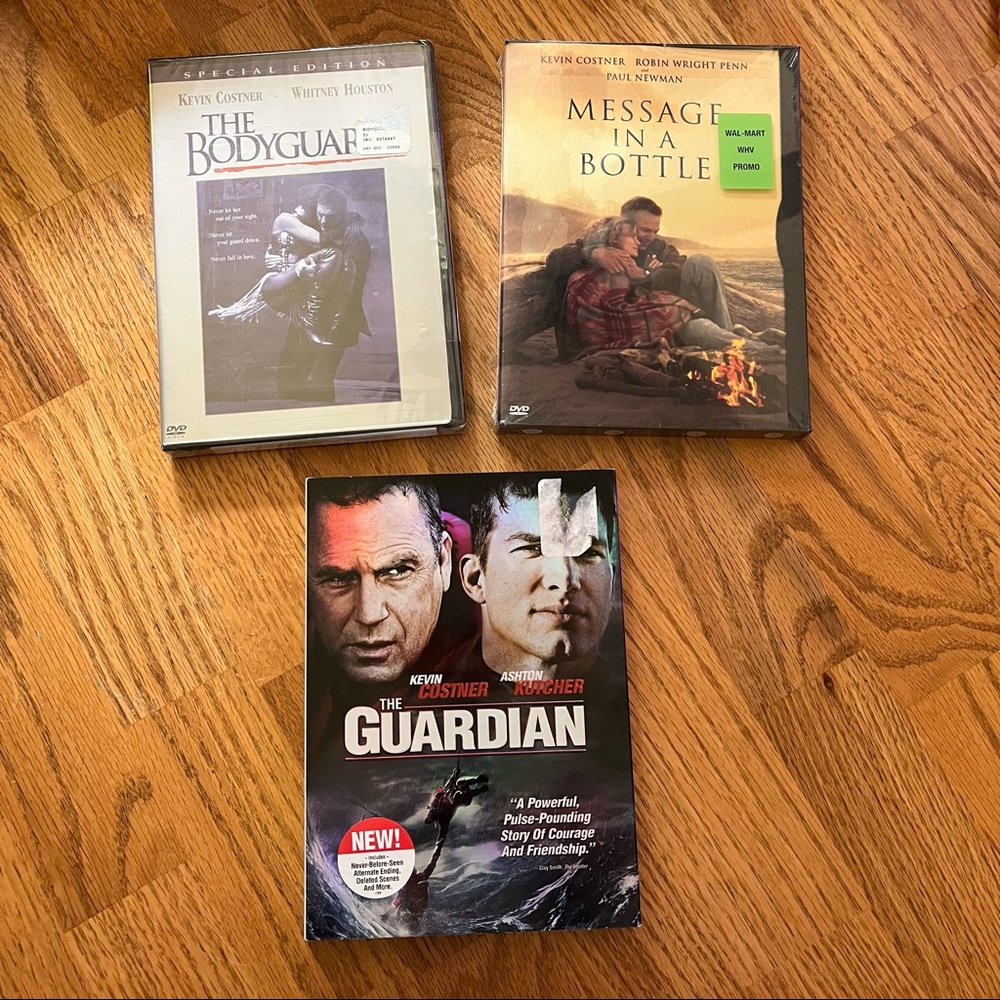 NWT/EUC Kevin Costner 3 Movie DVD Collection (Bodyguard/Guardian/Message)